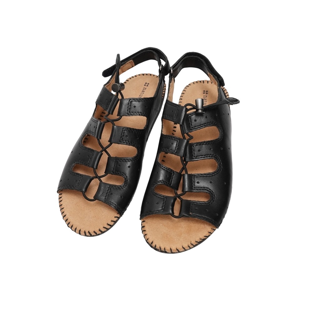 Naturalizer‎ Selene Sandals Women 7.5M Black Bungee Slingback Leather Comfort